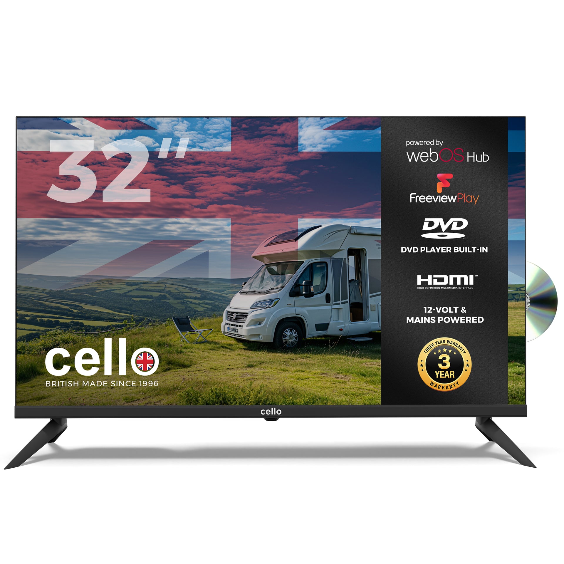 C3224WSF TRAV 32″ Smart WebOS 12 Volt Traveller TV DVD & Frameless Bezel