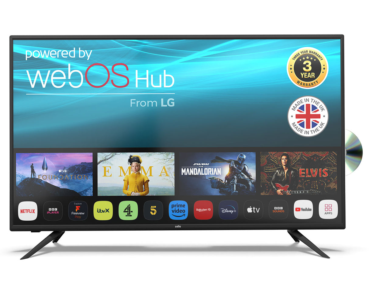 43″ Smart WebOS TV with integrated DVD Player & Freeview Play