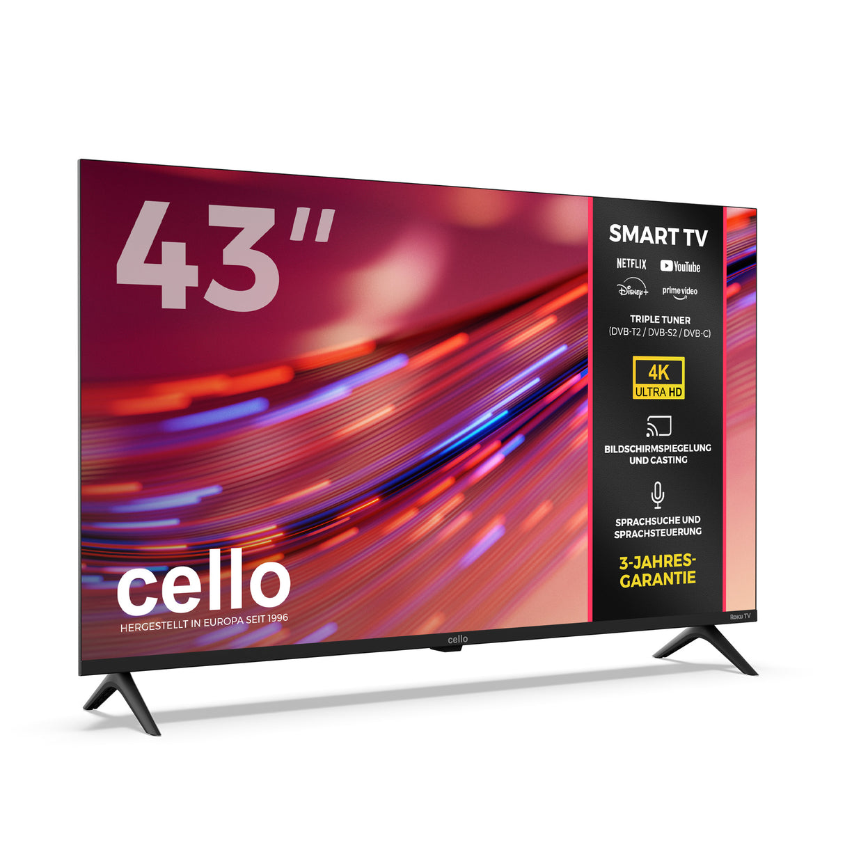 43 Zoll Smart Roku 4K UHD rahmenloser Fernseher mit Freely TV (DE)