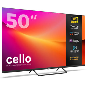 50 Zoll Cello - Tizen Samsung OS Plus 4K UHD Fernseher mit rahmenlosem Rahmen (DE)