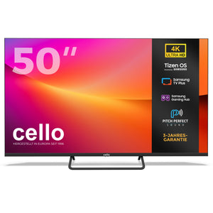 50 Zoll Cello - Tizen Samsung OS Plus 4K UHD Fernseher mit rahmenlosem Rahmen (DE)