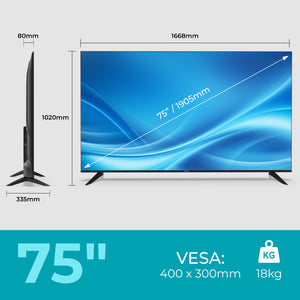 75 inch Smart 4K UHD Samsung Plus TV with Frameless Bezel