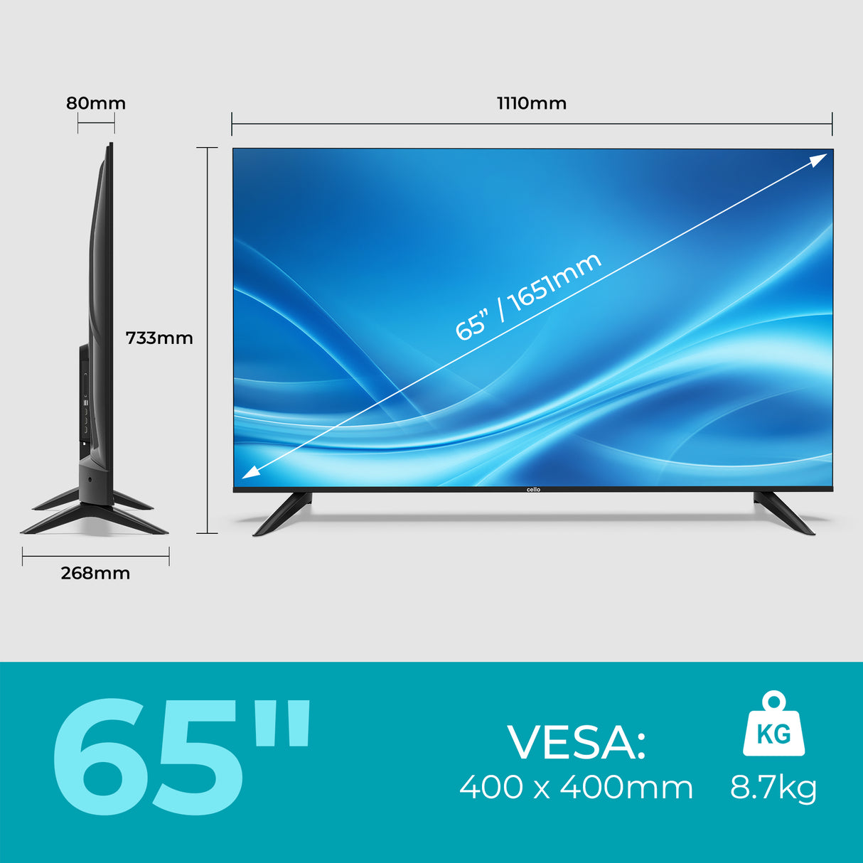 65 inch QLED 4K UHD Smart Samsung Plus TV with Frameless Bezel