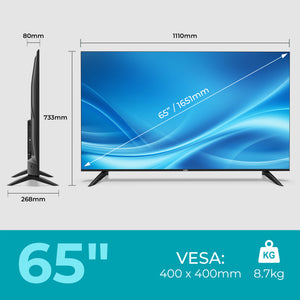 65 inch QLED 4K UHD Smart Samsung Plus TV with Frameless Bezel