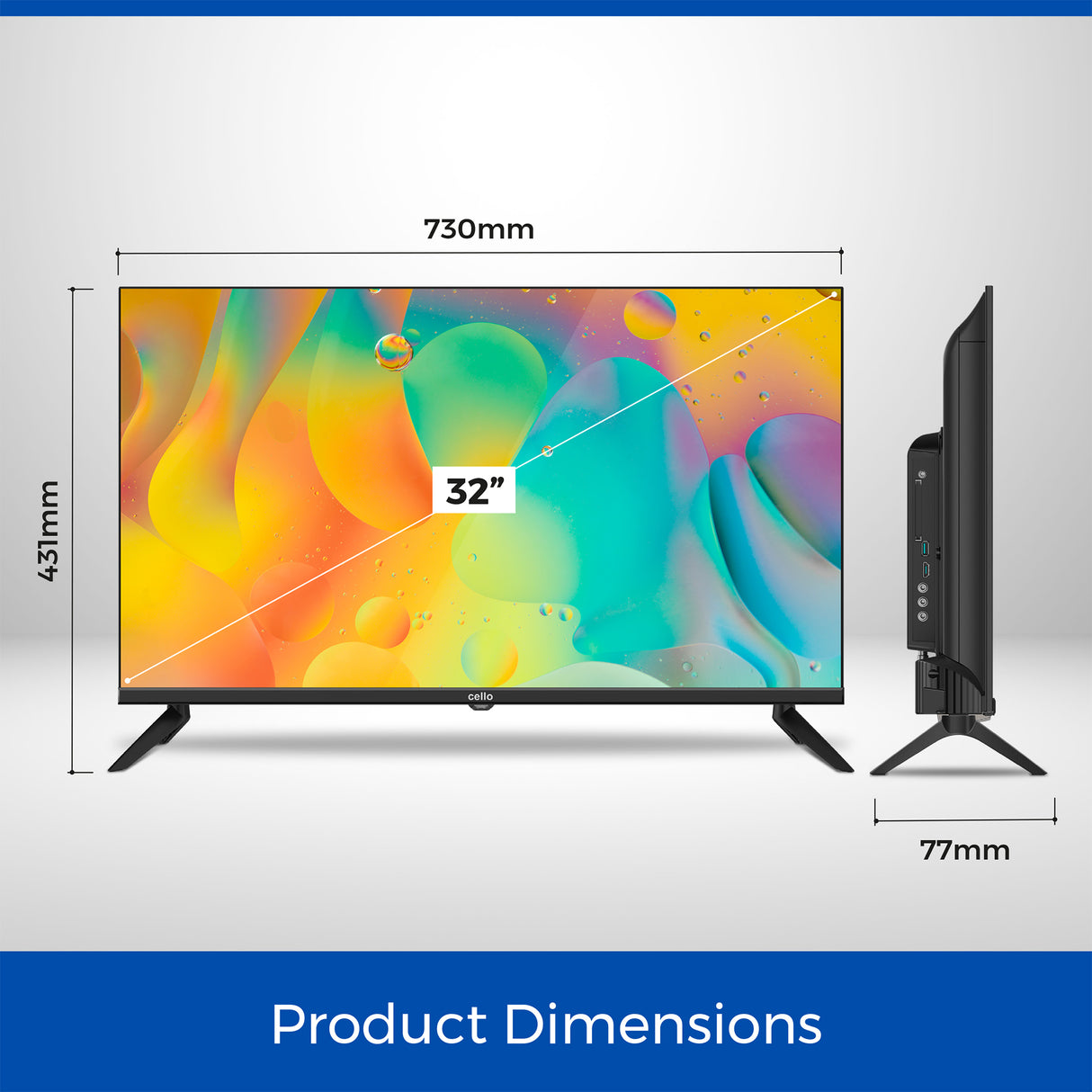 32 inch cello smart tv product dimensions