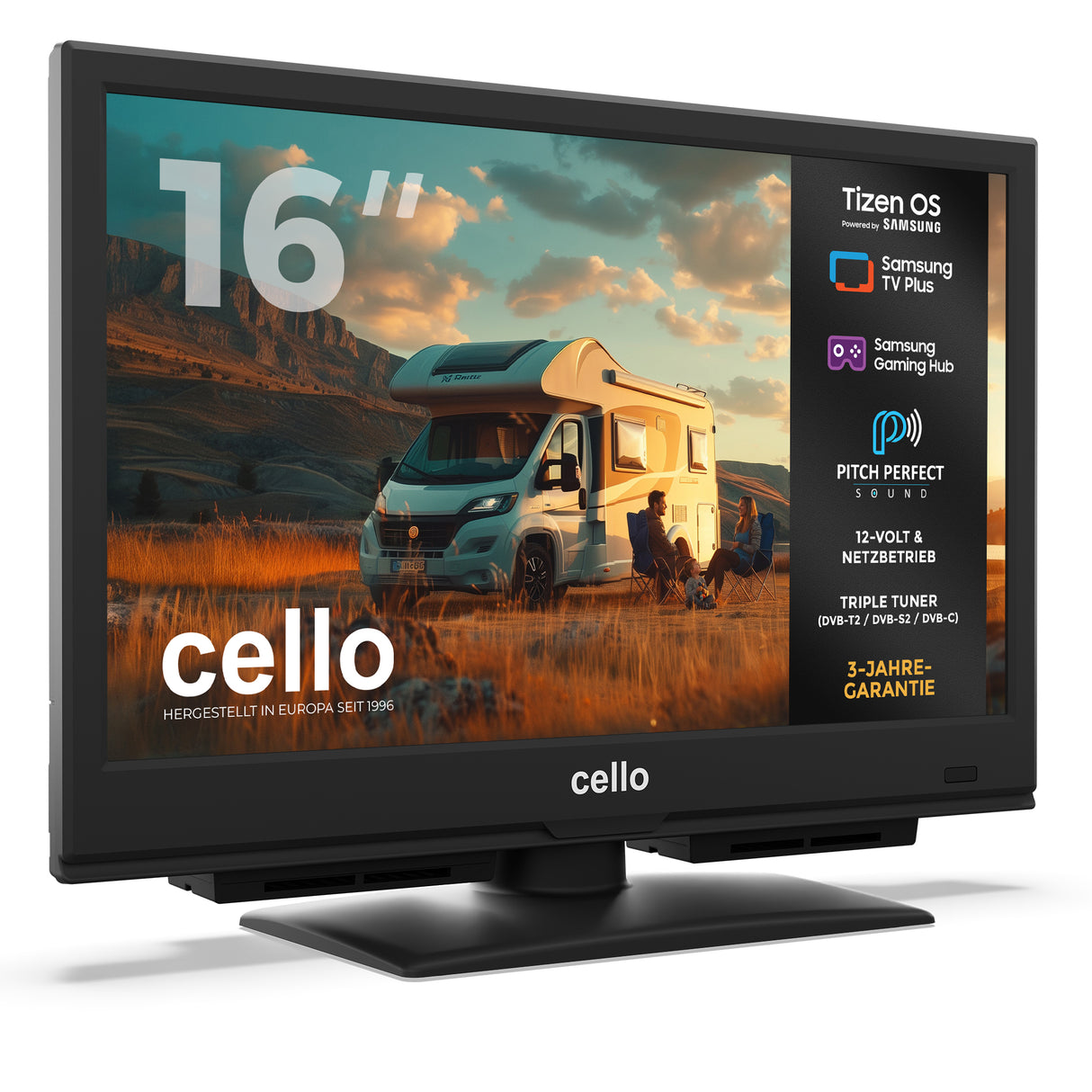 16 inch Smart Samsung Plus 12-Volt Traveller TV with Pitch Perfect Speakers (DE)