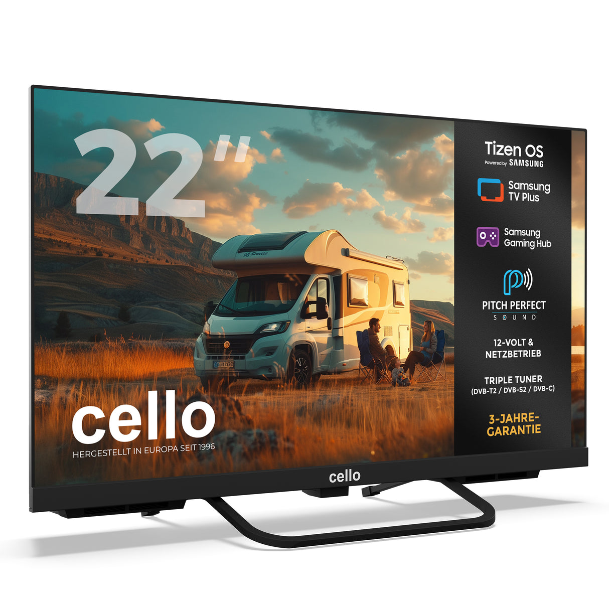 22 inch Smart Samsung Plus 12-Volt Traveller TV with Pitch Perfect Speakers (DE)