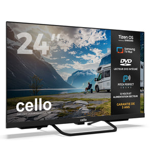 Téléviseur intelligent 12 volts 24 pouces pour voyageurs avec lecteur DVD (FR)