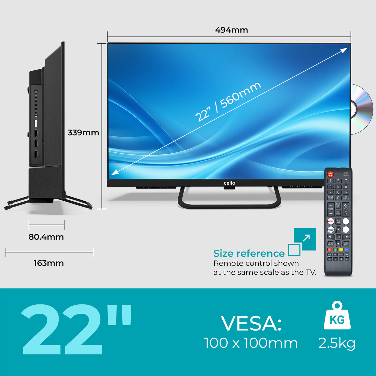 22 inch Smart Samsung Plus 12-Volt Traveller TV with DVD Player