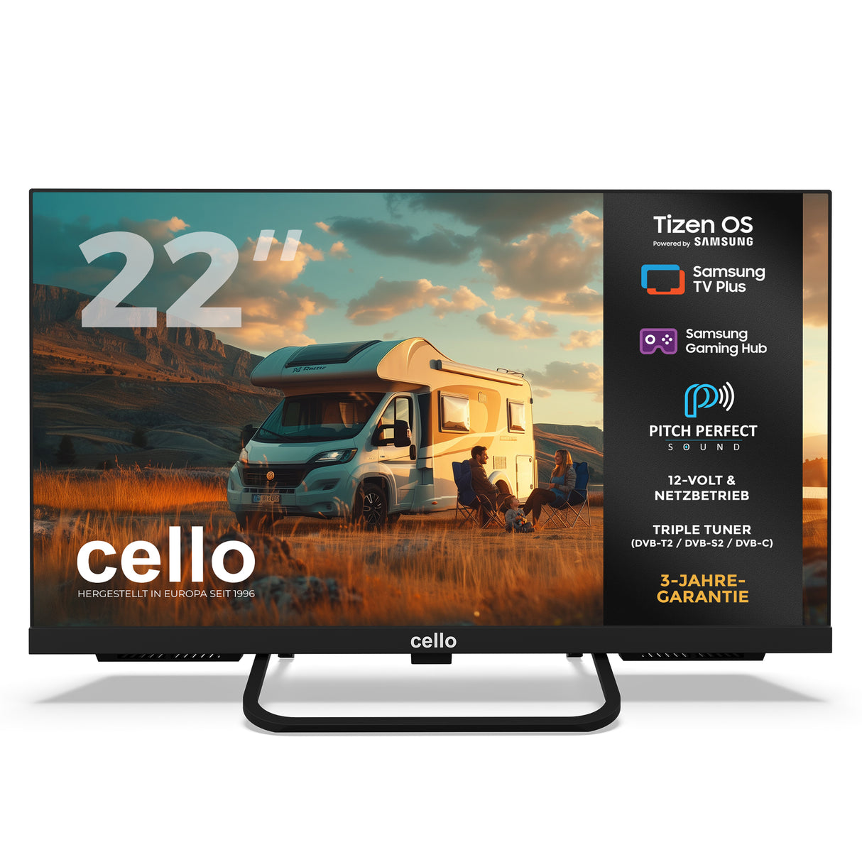 22 inch Smart Samsung Plus 12-Volt Traveller TV with Pitch Perfect Speakers (DE)