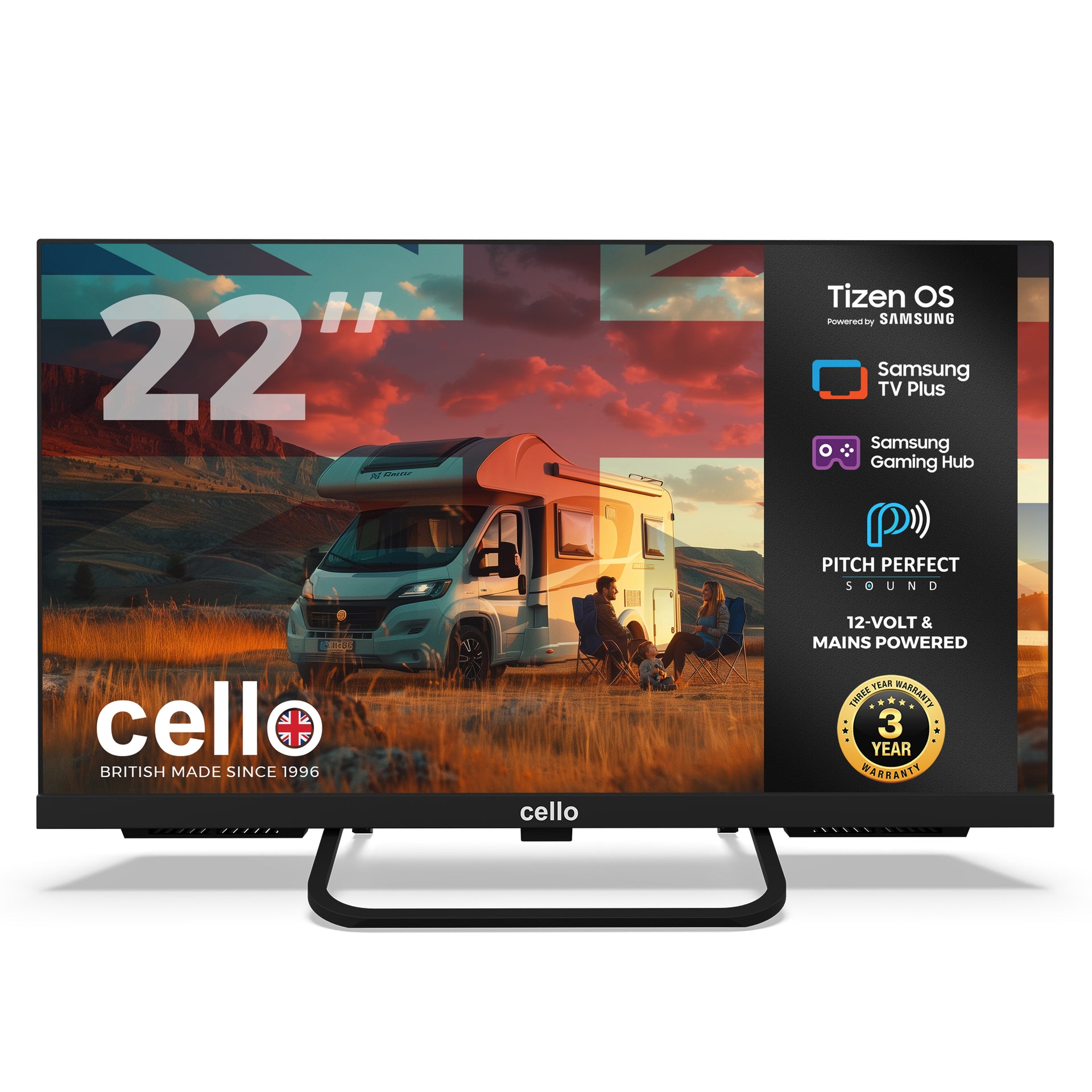 22 inch Smart Samsung Plus 12 Volt Traveller TV Pitch Perfect Speakers