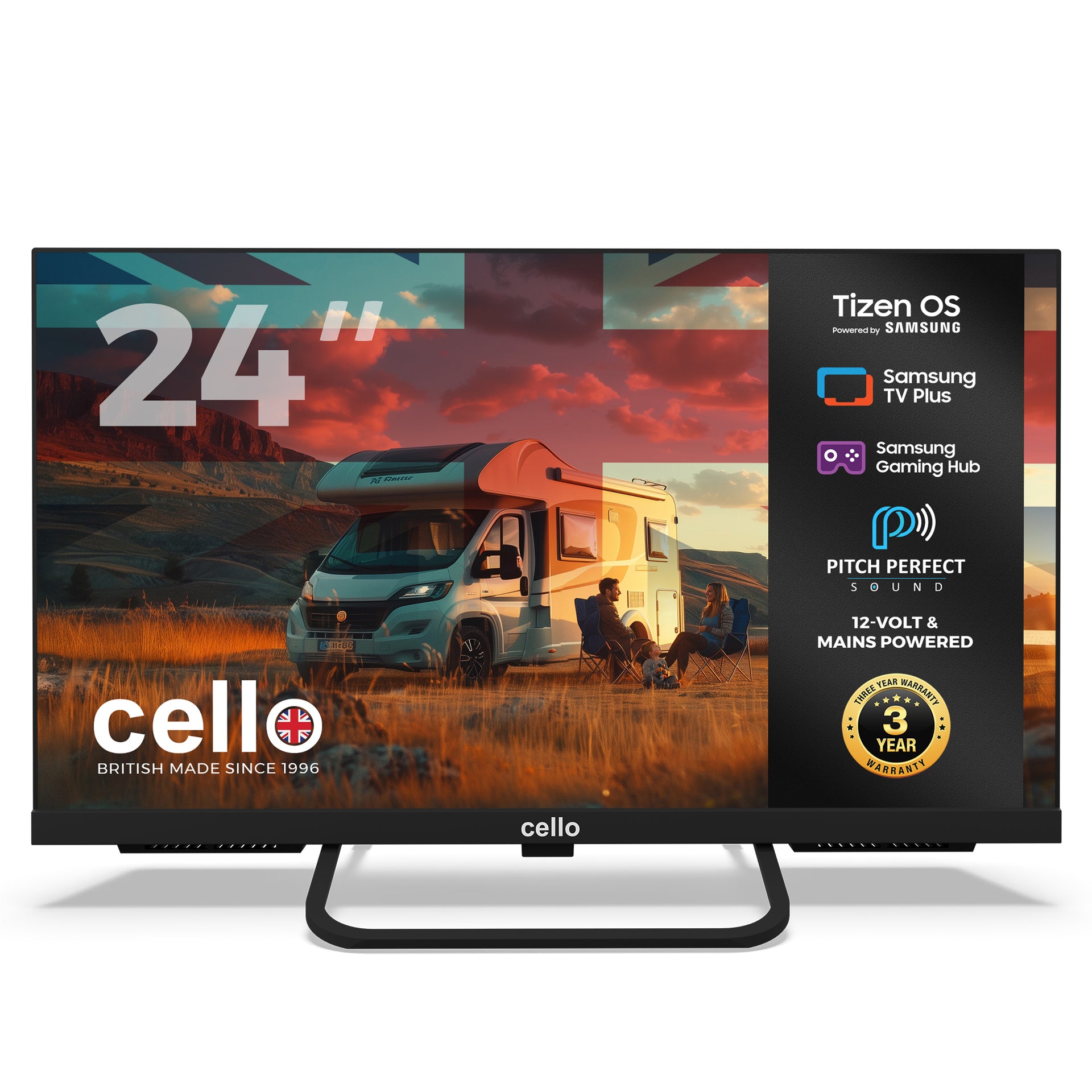 24 inch Smart Samsung Plus 12 Volt Traveller TV Pitch Perfect Speakers
