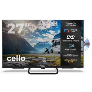 Téléviseur intelligent 12 volts de 27 pouces pour voyageur avec lecteur DVD