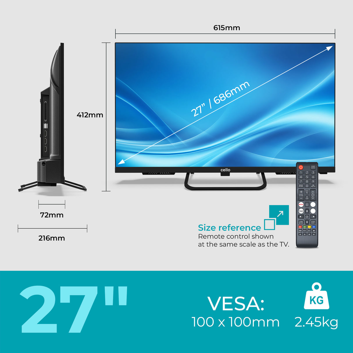 27 inch Smart Samsung Plus 12-Volt Traveller TV with Frameless Bezel