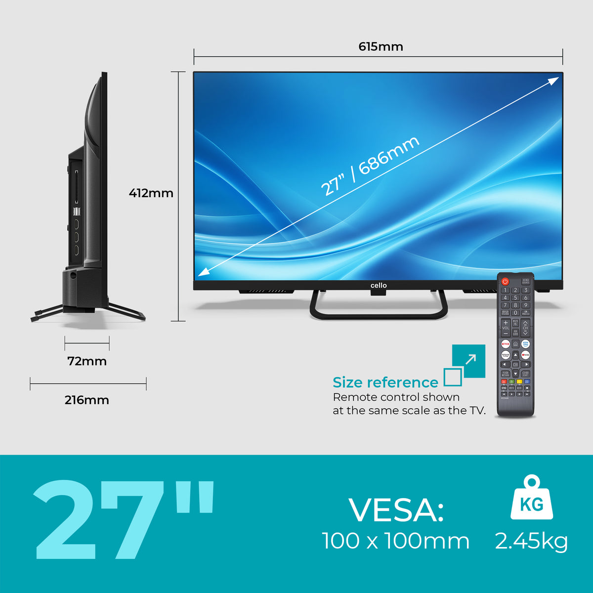 27 inch Smart Samsung Plus 12-Volt Traveller TV with Frameless Bezel