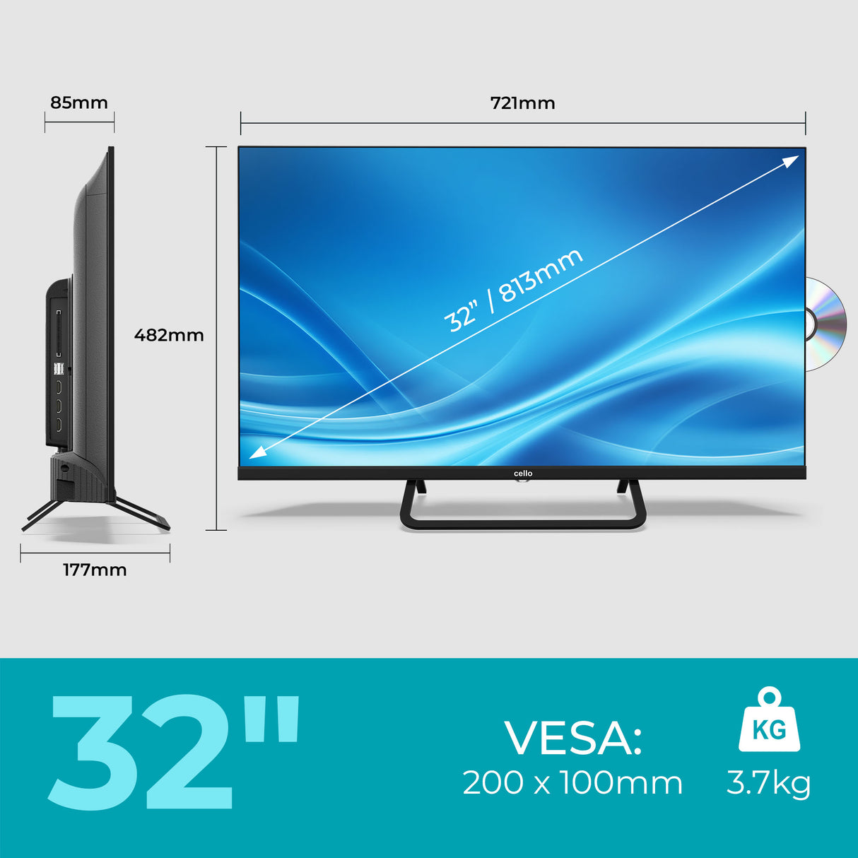 32 Zoll Smart Samsung Plus 12-Volt Traveller TV mit DVD-Player