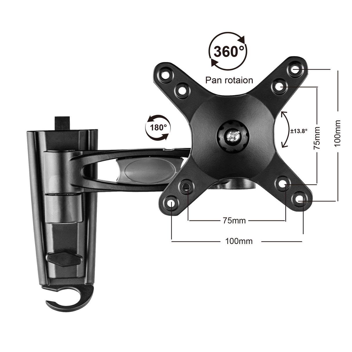LO26 Full Motion TV Wall Bracket 10"–43" with Tilt, Swivel & Rotation