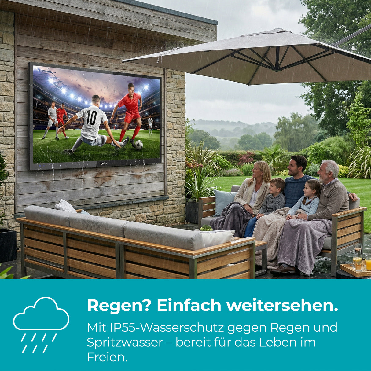 65 Zoll 4K UHD Smart Samsung Plus Outdoor TV (DE)