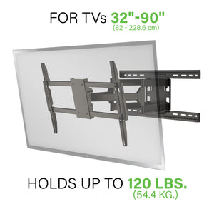Full-Motion Wall Mount For 32” – 90” flat-panel TVs