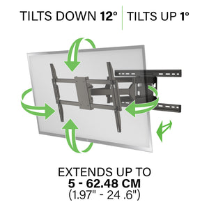 Full-Motion Wall Mount For 32” – 90” flat-panel TVs