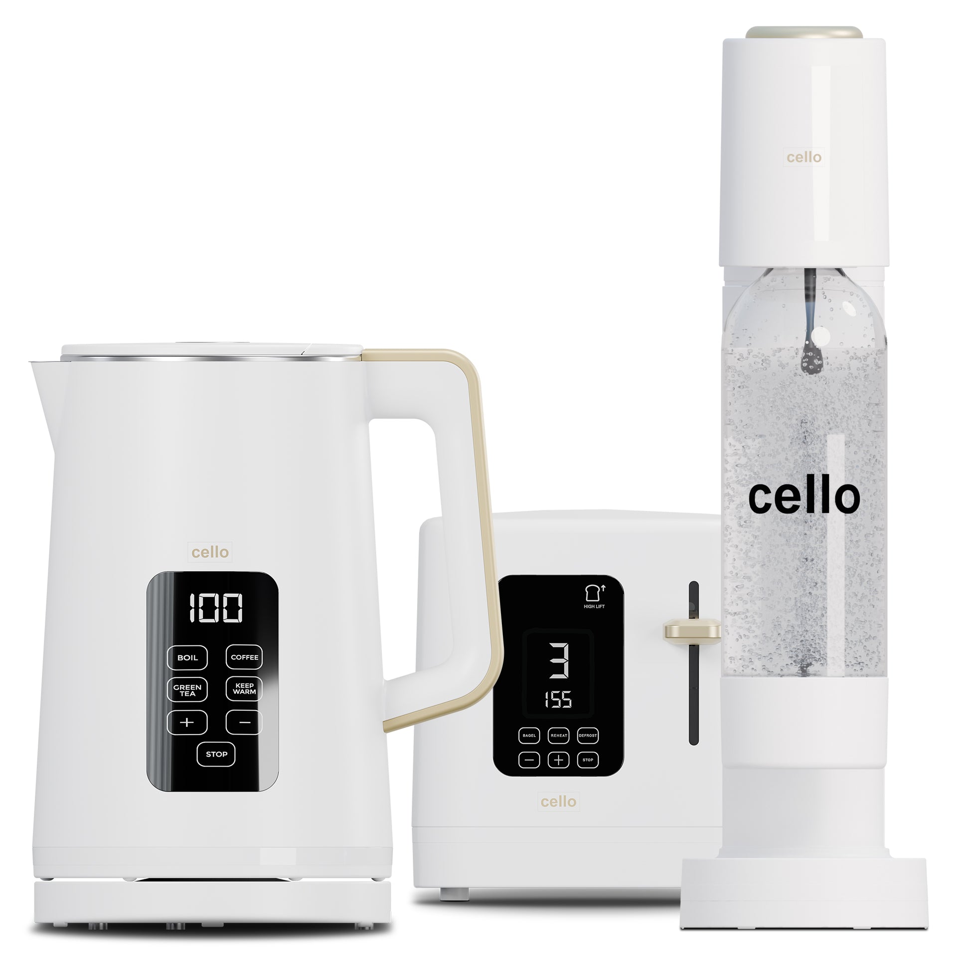 Refresh Bundle Digital Kettle + 2 Slice Toaster + Soda Maker
