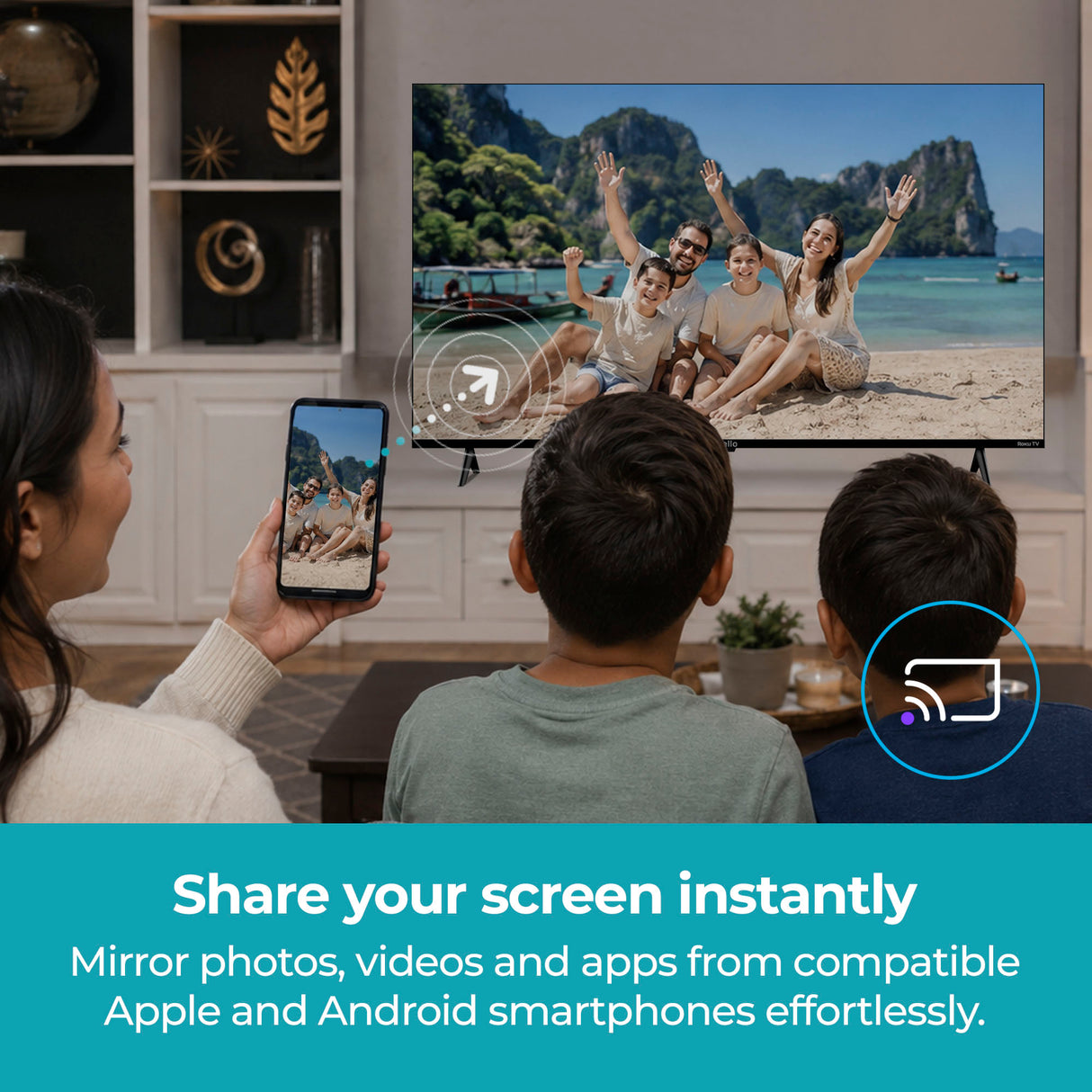 43 inch Smart Roku 4K UHD Frameless TV with Freely TV