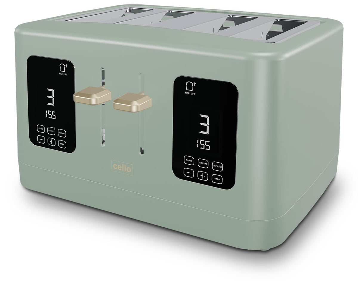 Multislice Control Toaster Digital 4 Slice Toaster with Touch Control and Timer (Sage Green ...